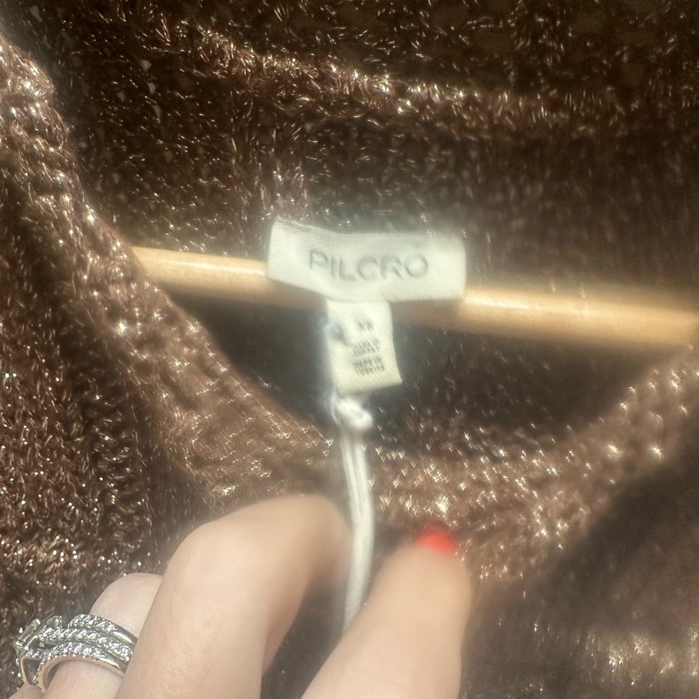 Pilcro Fringed Brown Sleeveless Knit Sweater - Picture 6 of 7